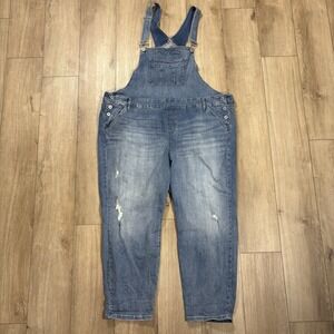 Torrid Denim Overalls Womens 26 Blue Jean Distressed Ankle Cropped Adjustable